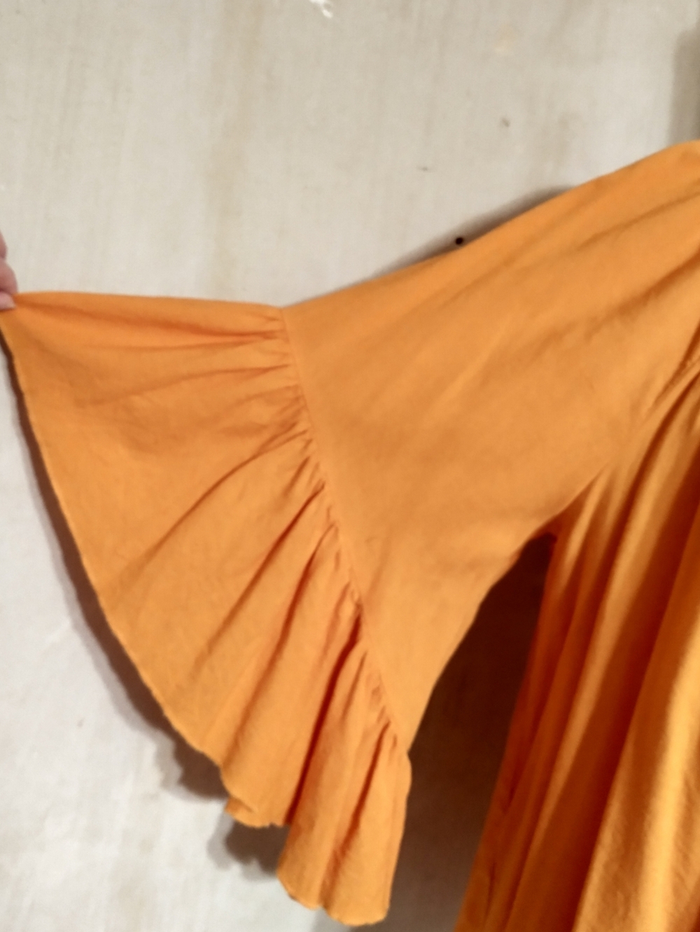 Cato Orange Linen Blend Peasant Top - Picture 3 of 9